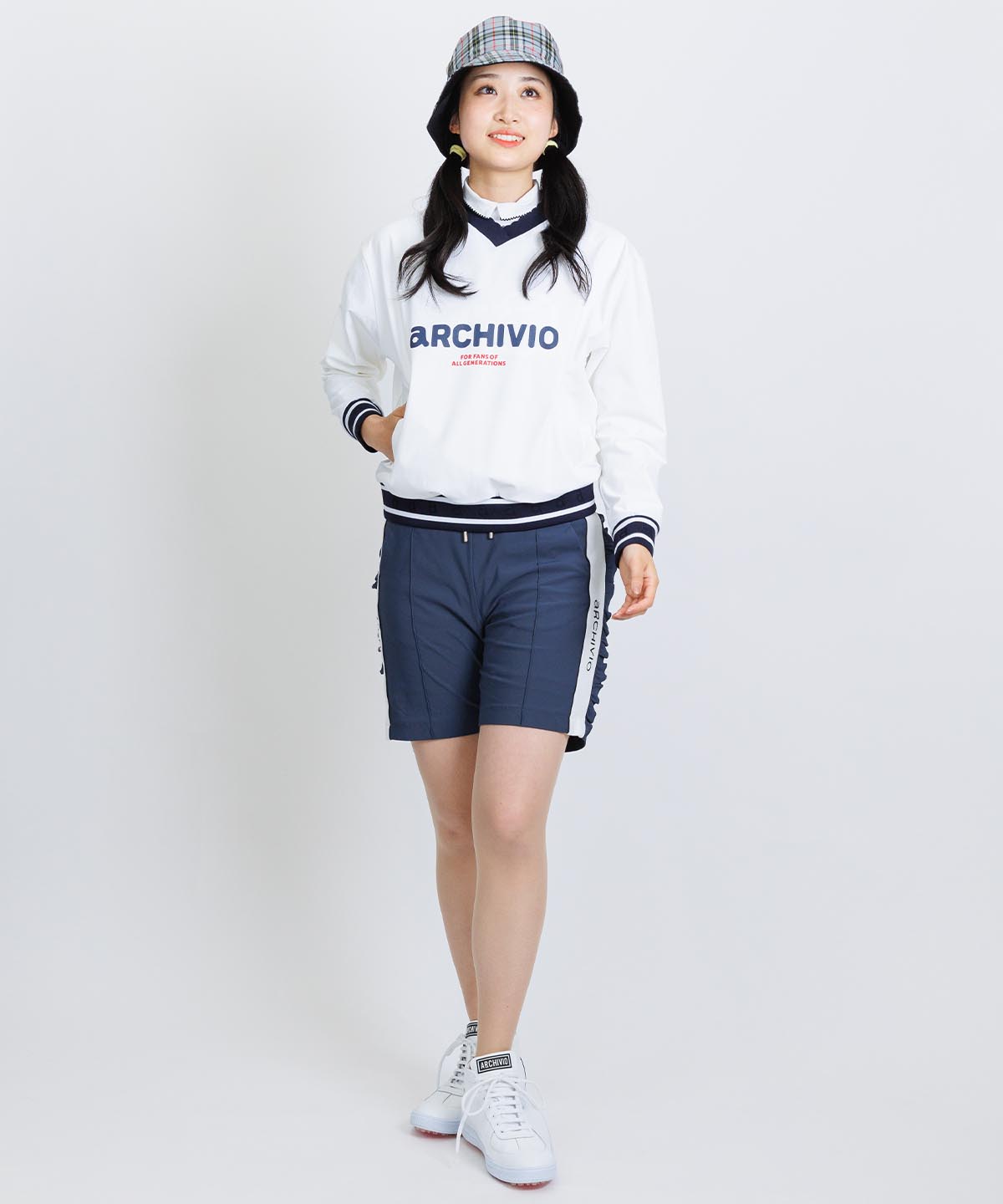 25FW【新品未使用 アルチビオ】機能肉薄段ボール襟付き半袖プルオーバー38号 ポーチ付カレッジ風プルオーバー|アルチビオ - ゴルフウェアや